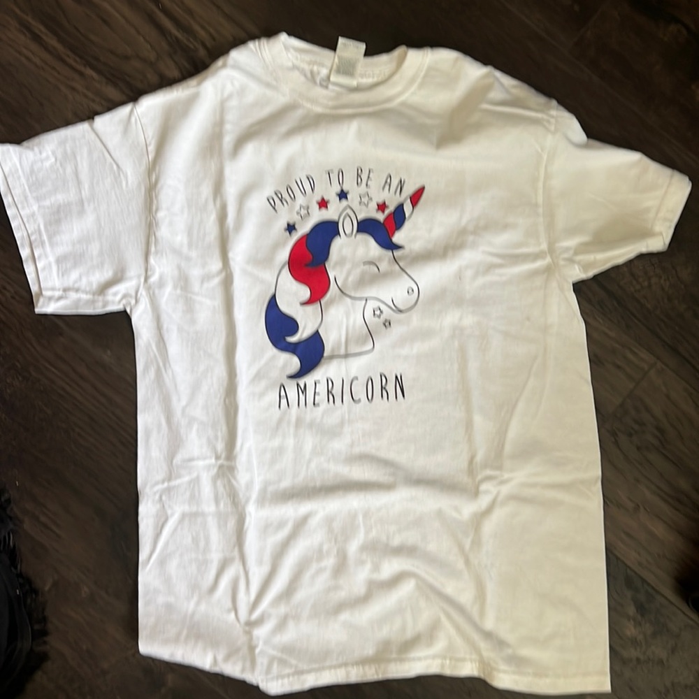 Proud to be an Americorn unicorn tee shirt for women size M